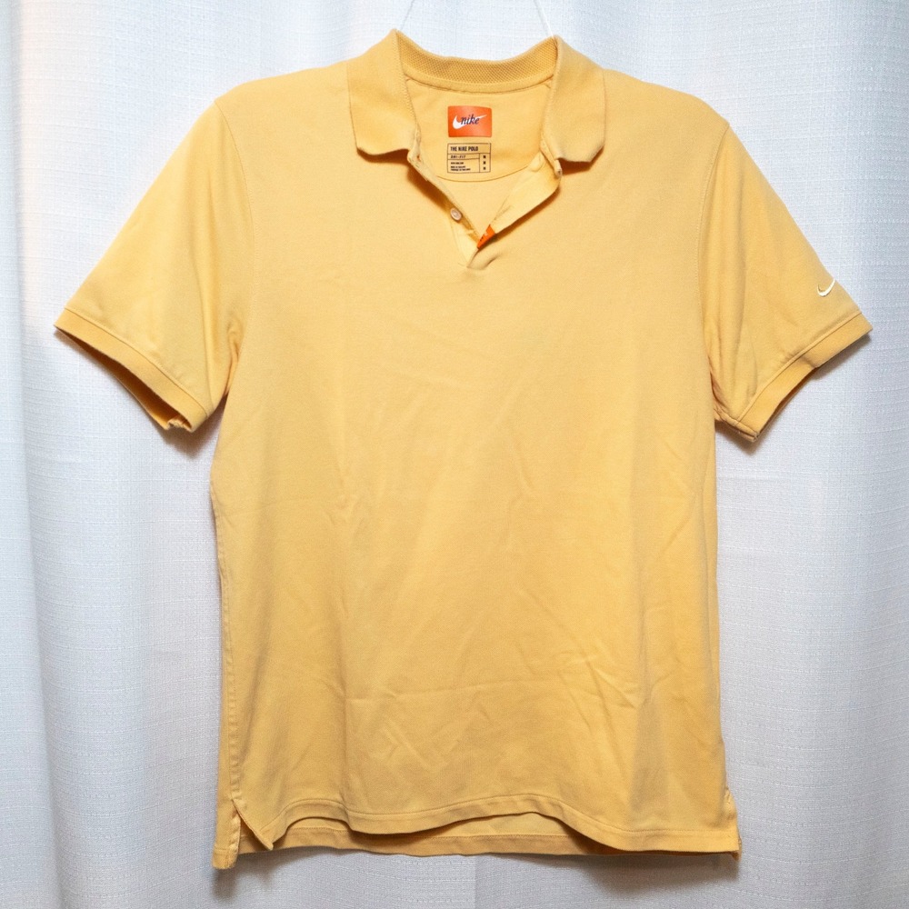 The Nike Polo Dri-FIT Yellow Short Sleeve Pique Athleisure Golf Shirt Men's M